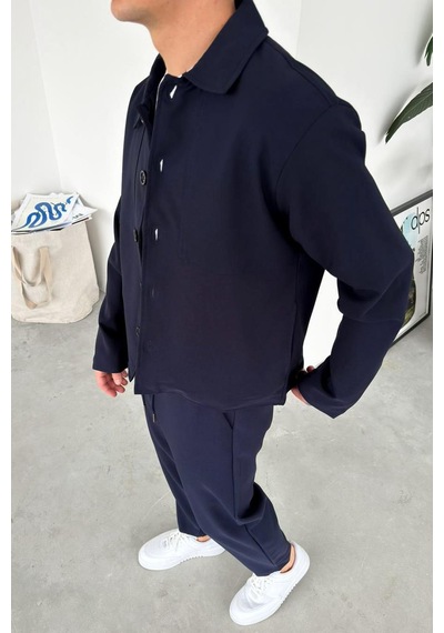 Lacivert Patch Detaylı Relaxed Fit Boxy Ceket Lacivert