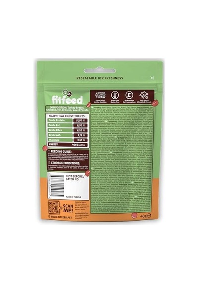 Fitfeed Freeze-dried Çiğ Hindi & Tatlı Patates Kedi Ödül Maması 40g