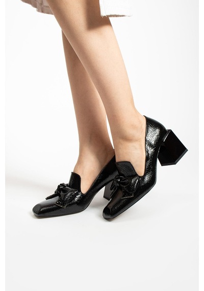 Paris Shoes Paris Siyah Lazer Desenli Topuklu Ayakkabı-siyah Siyah