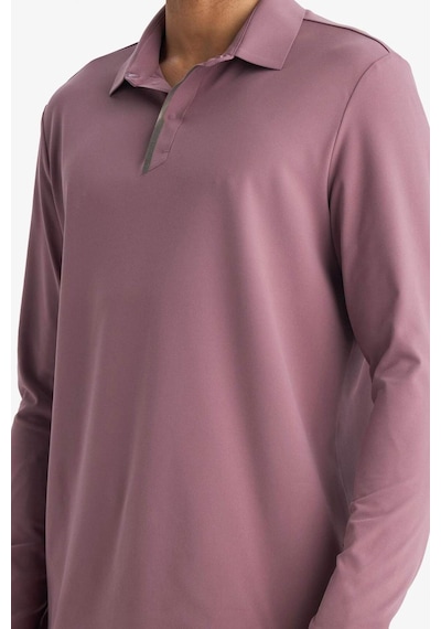 Defacto Standart Fit Polo Yaka Sporcu Uzun Kollu Tişört F7611ax26sppr338 Mor-pr338