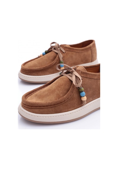 Dgn 26023 Kadin Oxford Ayakkabi Camel Süet