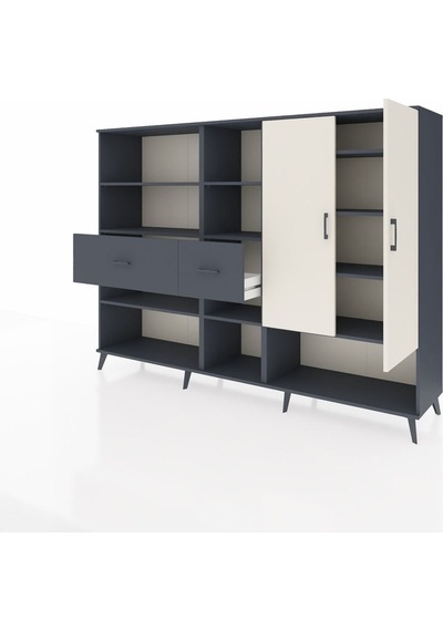 Hyperion Dolap 10 Raflı 2 Çekmeceli 2 Kapaklı 220x44x163 Antrasit Antrasit-aytaşı/antrasit Hyperion Dolap 10 Raflı 2 Çekmeceli 2 Kapaklı 220x44x163 Antrasit Antrasit-aytaşı/antrasit