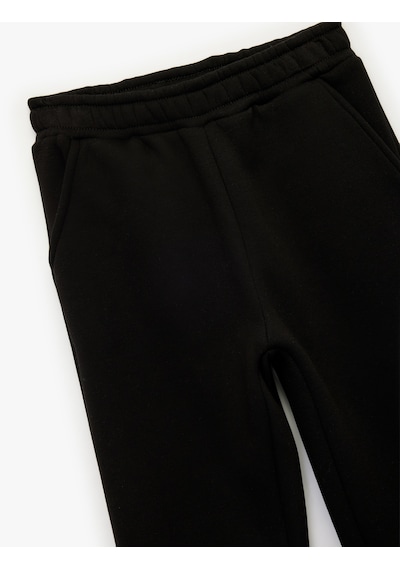 Koton Şardonlu Beli Lastikli Baskılı Basic Jogger Eşofman Altı Siyah 6wkg40044ak Siyah