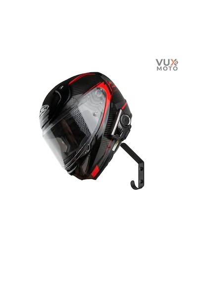 Vux Moto Duvar Tipi Metal Kask Ve Mont Askılığı - Motosiklet Ekipman Tutucu Mat Siyah