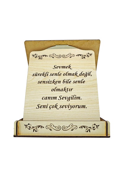 Sevgililer İçin Kapaklı Ahşap Plaket (Hediye Kutusu) Lazer Kazıma Güzel Sözler (Kişiye Özel)
