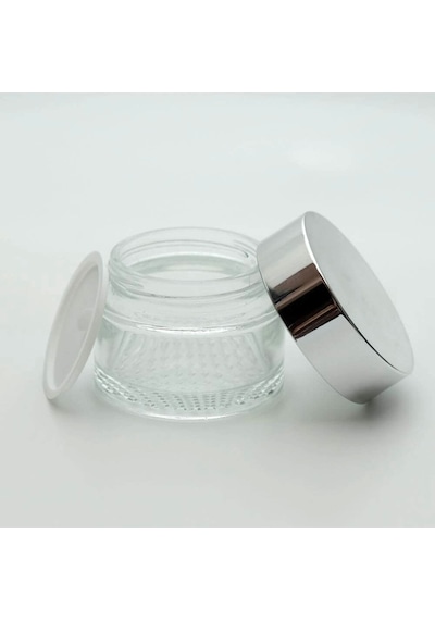 Boş Krem Kavanozu 30 ML 5 Adet Boş Şeffaf Gri Kapaklı Kutu