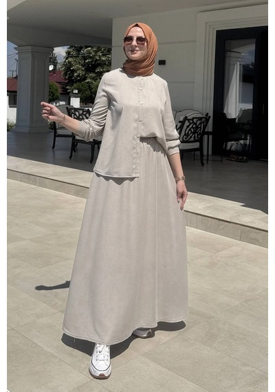 Rabia Şamlı Lavin Etekli Takım Taş Normal