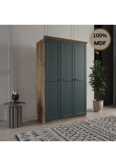 Dali 3 Kapılı Mdf Country Gardırop Yeşil
