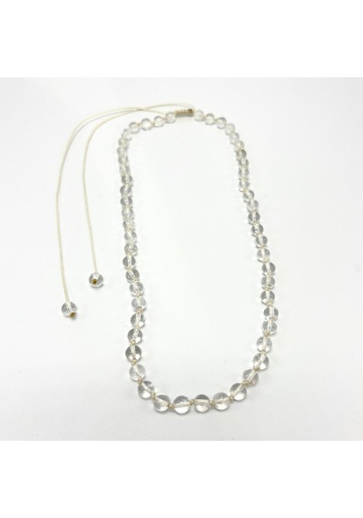 Yıldız Doğal Taş Kristal Kuvars Doğal Taş 6 MM Makrome Kolye 45 CM - 55 CM Ayarlanabilir Beyaz