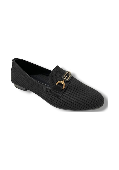 C-shoes 3160-25 Triko G Elips Taşlı Toka Kadın Babet Sıyah