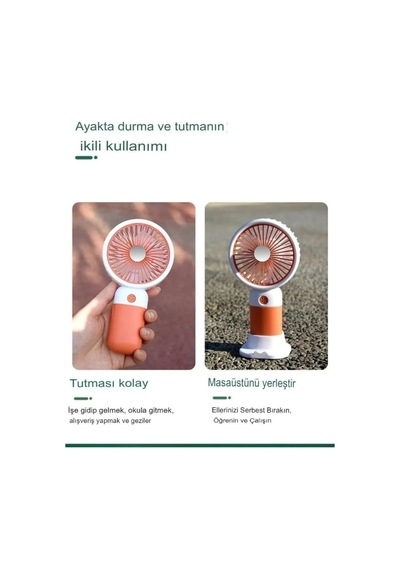 Lexroo Mini Fan Masaüstü Taşınabilir Telefon Stantlı Vantilatör 2 Özellik Bir Arada Taşınabilir