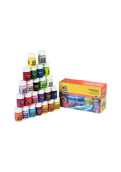 Nova Color Akrilik Boya 24 Renk X 17 Ml Şişe Renkli