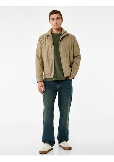 Koton Normal Bel Pamuklu Vintage Straight Fit Jean Pantolon Petrol 7wam40058nd