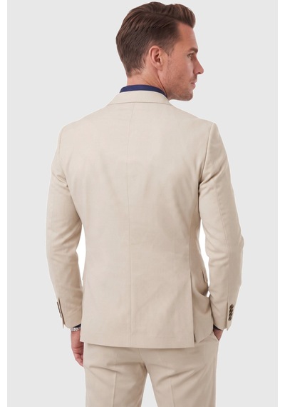 Deepsea Erkek Slim Fit Kruvaze Bej Takım Elbise Likralı Spor Şık Business 2702414