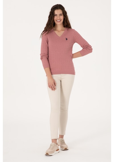U.S. Polo Assn. Kadın Orkide V Yaka Basic Kazak 50313625-VR221