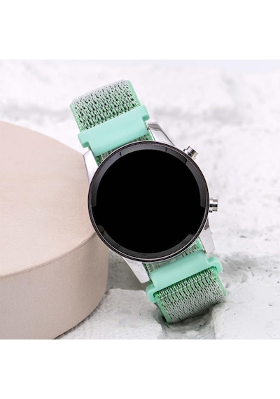 Turkuaz Cırtlı Yapışır Kordon Led Unisex Kadın Saat St-304059