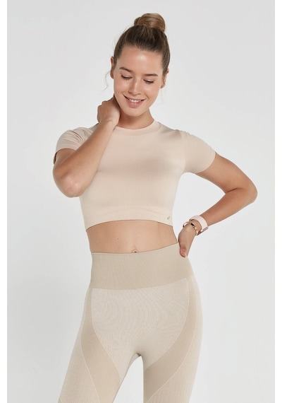 Jerf Captiva Yumuşak Dokulu & Esnek Crop Top Bej