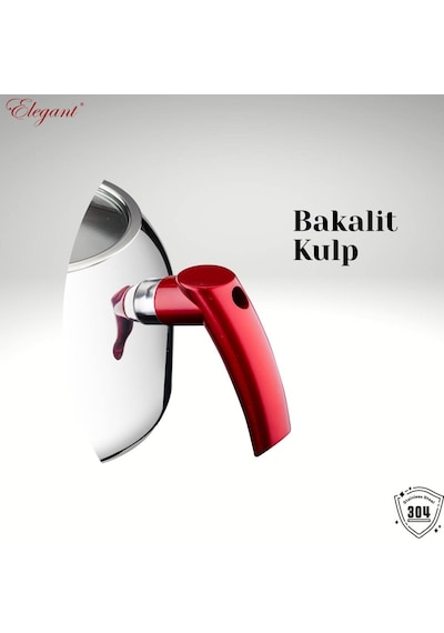 Mirage Aile Boy Bakalit Kulplu Çaydanlık Takımı - Kırmızı Kırmızı