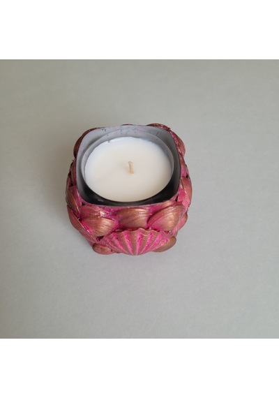 Âric Fuşya Deniz Kabuklu Bardakta Dekoratif Soya Wax Mum 001