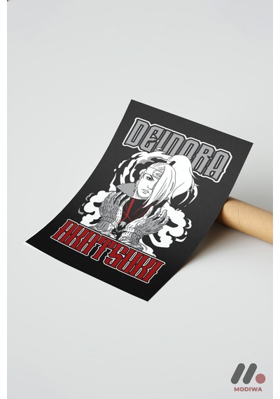 Naruto Deidara Akatsuki Poster, Çerçevesiz Yüksek Kalite Duvar Afişi - Anime Severlere Özel Hediye