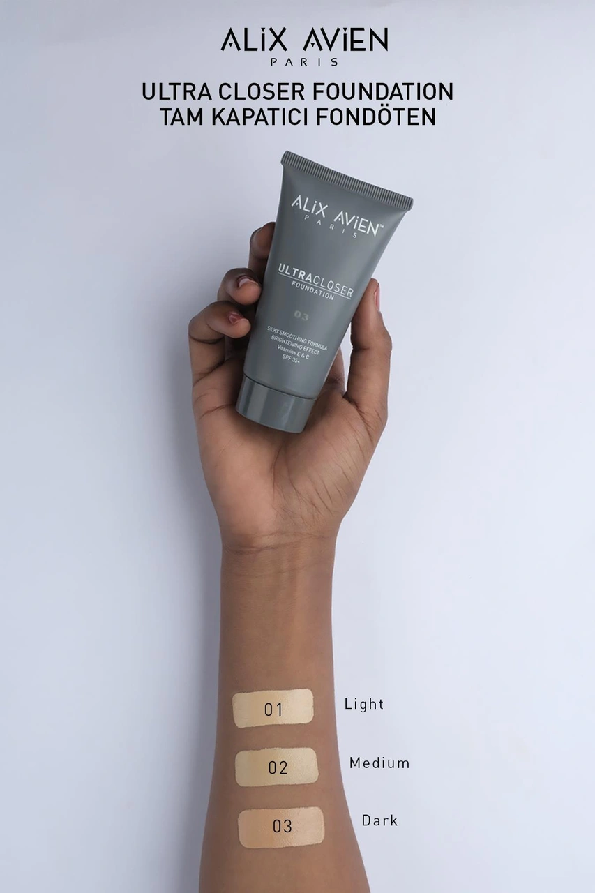 Alix Avien Ultra Kapatıcı Nemlendirici SPF35+ Faktör Ve E & C Vitaminli Fondöten Ultracloser Foundation 03