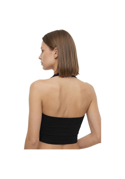 Cottonhıll Siyah Viskon Halter Yaka Sırt Dekolteli Kadın Crop Atlet