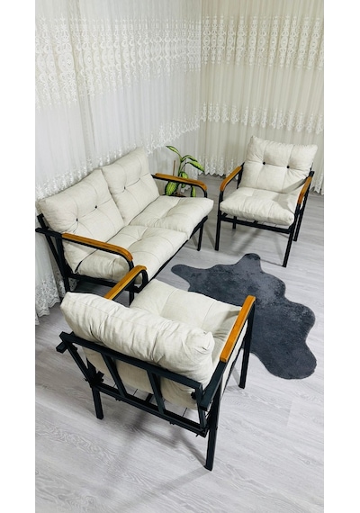 Madame Home Kalanşo Balkon, Bahçe,teras,cafe - Salon - Metal Kanepe Koltuk Takımı Çay Seti 2+1+1 Krem Madame Home Kalanşo Balkon, Bahçe,teras,cafe - Salon - Metal Kanepe Koltuk Takımı Çay Seti 2+1+1 Krem