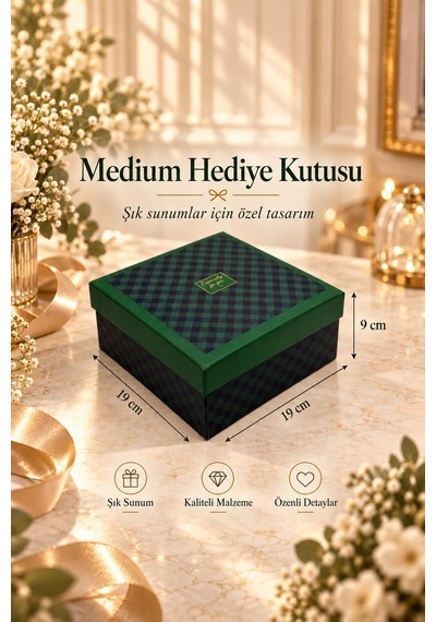 Kolix Hediyelik 3'lü Dekoratif Kutu Yeşil-siyah İskoç Desen Premium Paketleme Kutusu