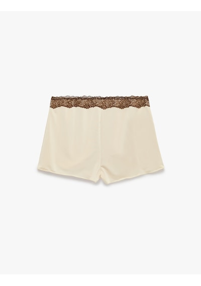 Koton Dantel Detaylı Rahat Kesim Şort Pijama Altı Sarı 6slk80033mk