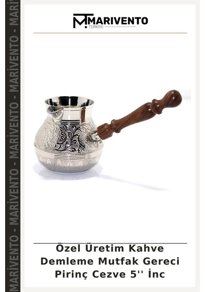 Özel Üretim Kahve Demleme Mutfak Gereci Pirinç Cezve 5'' İnc