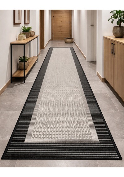 Mess Modern Dekoratif Yumuşak Dokulu Sisal Halı 3945 Gri Siyah Çok Renkli