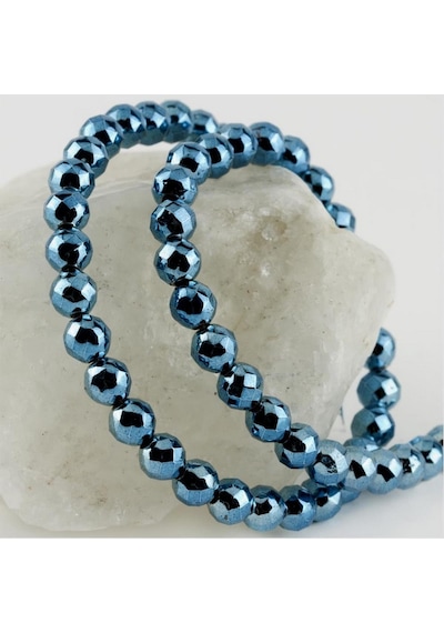 8 Mm Fasetli Hematit Taşı-mavi N145 Çok renkli