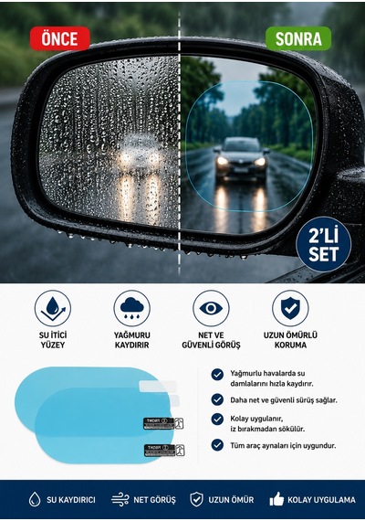 Bmw Z4 Sdrive Oto Ayna Yağmur Kaydırıcı Nano Film 2 Adet Buğu Ve Su Önleyici