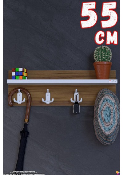 Kedi 12 Kancalı Hol Askısı 3'lü Set 51,4x19 Cm - Şık Tasarım, Çok Amaçlı Düzenleyici Ve Yer Tasarrufu Kahverengi