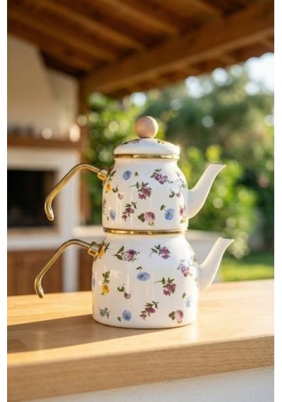 Acar Xap-10438 Petit Fleur Collection Mini Emaye Çaydanlık Takımı Çok Renkli