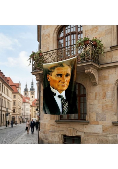 Sivil Mustafa Kemal Atatürk Portresi Poster Bayrak Premium Raşel Kumaş Ata23 Diğer