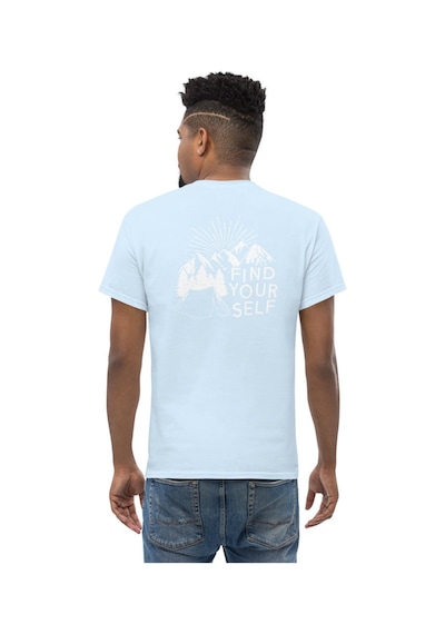 Wildstyle Find Yourself Kendini Keşfet Dağ Kamp Doğa Baskılı Unisex Pamuklu Tişört Bebek Mavisi
