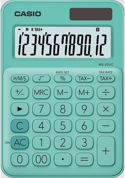 Casio MS-20UC-GN Masaüstü Tipi 12 Hane Hesap Makinesi