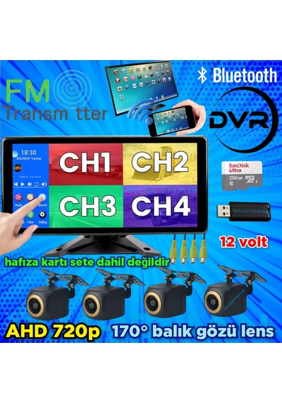 Dokunmatik Video Müzik Dvr Ekran 4 Ad 720p Ahd 170'' Kamera