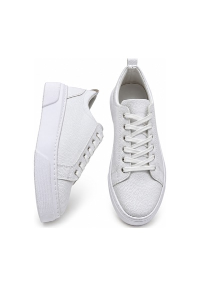 Yalçın Erkek Beyaz Bağcıklı Ortopedik Günlük Sneaker Spor Ayakkabı Kalın Taban Beyaz - 919472745 Beyaz