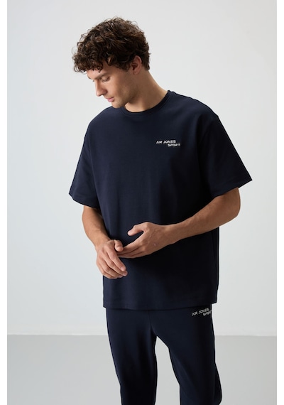 Tommy Life Lacivert Pamuklu Kalın Yumuşak Dokulu Oversize Fit Nakışlı Erkek Eşofman Takım - 85252 Lacivert