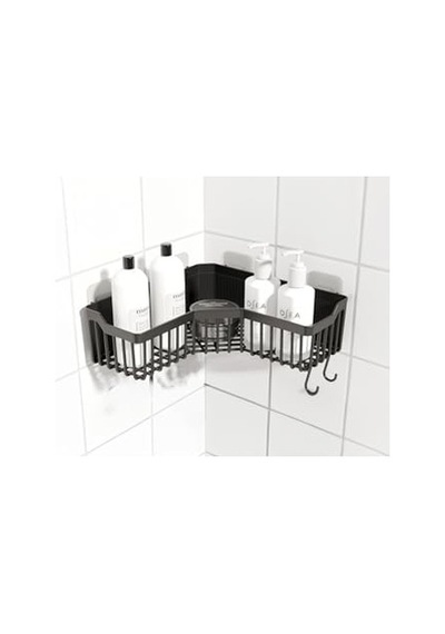 Banyor Köşe Yapışkanlı Banyo Rafı, Köşe Banyo Düzenleyici, Duş Rafı Organizer Şampuanlık, Plastik Siyah Diğer
