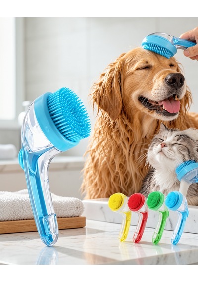 Şampuan Bölmeli Silikon Uçlu Pet Yıkama Fırçası Petshopyıkama-4 Diğer