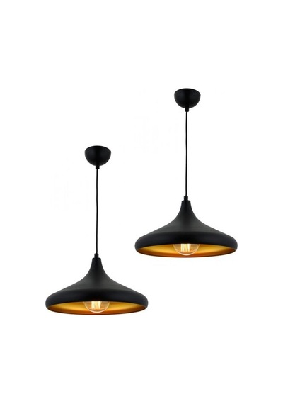 Pera Siyah 2Li Modern Retro Sarkıt Mutfak Salon Avize-Sarkıt Seti