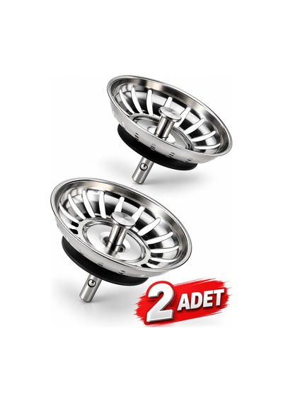 2 Adet Çöpmak 8 Cm Paslanmaz Çelik Mutfak Lavabo Evye Gider Süzgeci Sifon Tıpa Metal Süzgeç