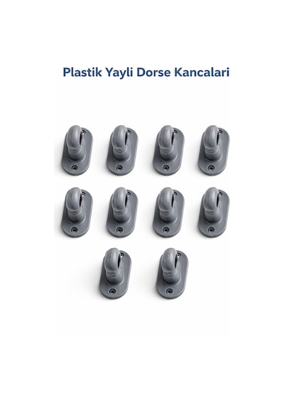 Plastik Yaylı Dorse Kancası 40 No Oval Dayanıklı Branda Kancası - 10 Adet Gri