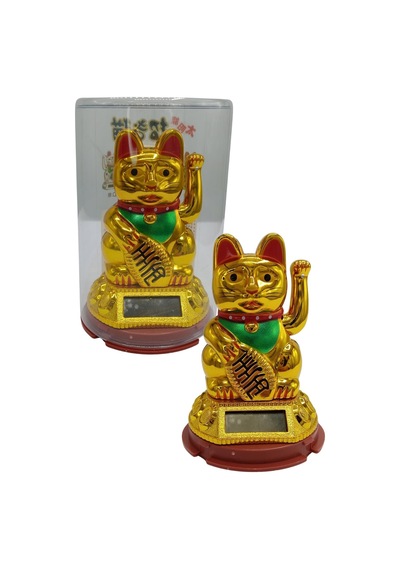 Maneki Neko El Sallayan Şans Kedisi Gold Solar Güneş Enerjili 6x10cm No7alt