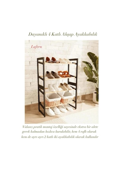 Dayanıklı 4 Katlı Ahşap Ayakkabılık Vidasız Çok Amaçlı Raf Düzen Dekoratif Balkon Yatak Odası Kiler Çok Renkli Dayanıklı 4 Katlı Ahşap Ayakkabılık Vidasız Çok Amaçlı Raf Düzen Dekoratif Balkon Yatak Odası Kiler Çok Renkli