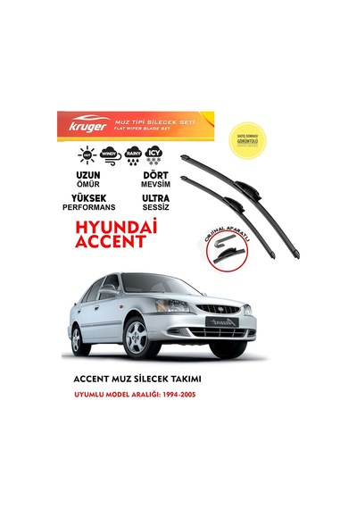 Hyundai Accent Muz Silecek Silgi Silgeç 2001 Model Araca Özel Aparat