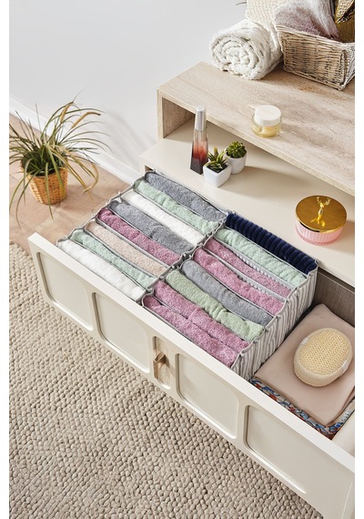 8 Gözlü Çekmece İçi Organizer Large Polyester Gri Tr Diğer